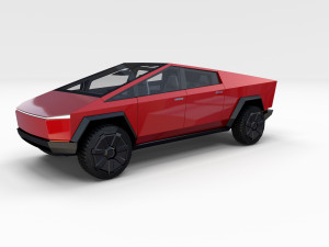 tesla cybertruck with interior red 3D Модель