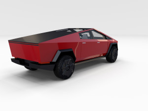 tesla cybertruck with interior red 3D Модель