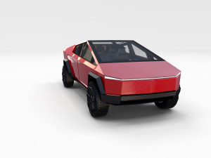 tesla cybertruck with interior red 3D Модель