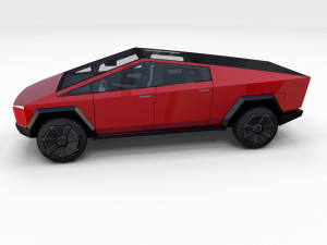 tesla cybertruck with interior red 3D Модель