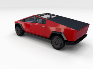 tesla cybertruck with interior red 3D Модель