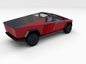 tesla cybertruck with interior red 3D Модель