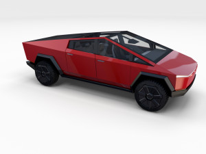 tesla cybertruck with interior red 3D Модель