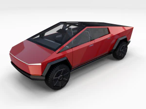 tesla cybertruck with interior red 3D Model