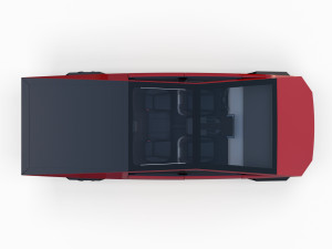 tesla cybertruck with interior red 3D Модель