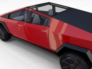 tesla cybertruck with interior red 3D Модель