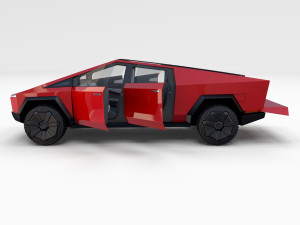tesla cybertruck with interior red 3D Модель