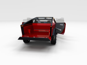tesla cybertruck with interior red 3D Модель