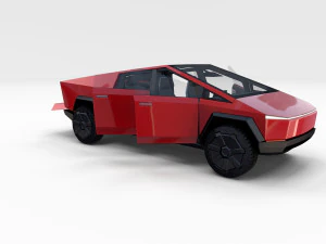 tesla cybertruck with interior red 3D Model