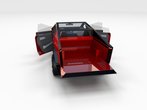 tesla cybertruck with interior red 3D Модель