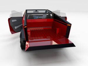 tesla cybertruck with interior red 3D Модель