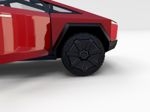 tesla cybertruck with interior red 3D Модель