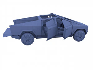 tesla cybertruck with interior red 3D Model