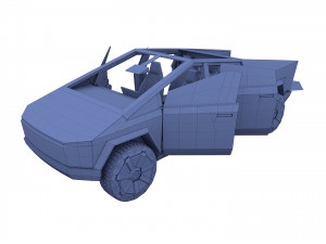 tesla cybertruck with interior red 3D Модель