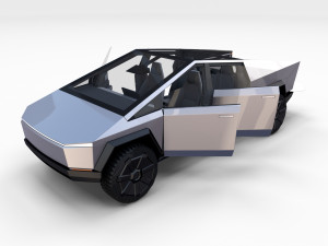 tesla cybertruck with chassis and interior Modello 3D