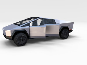 tesla cybertruck with chassis and interior Modello 3D