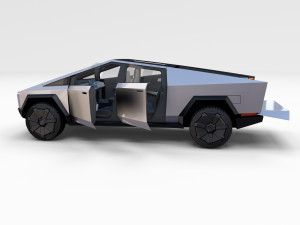 tesla cybertruck with chassis and interior Modello 3D