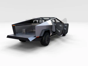 tesla cybertruck with chassis and interior 3D Model