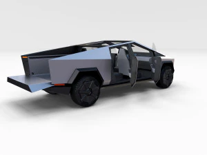 tesla cybertruck with chassis and interior 3D Model