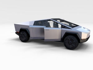 tesla cybertruck with chassis and interior Modello 3D