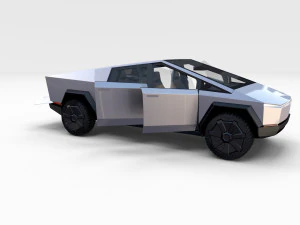 tesla cybertruck with chassis and interior 3D Model