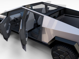 tesla cybertruck with chassis and interior Modello 3D