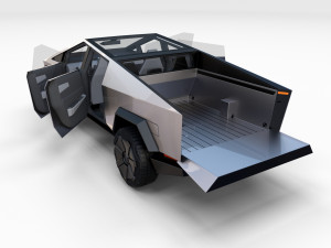 tesla cybertruck with chassis and interior Modello 3D