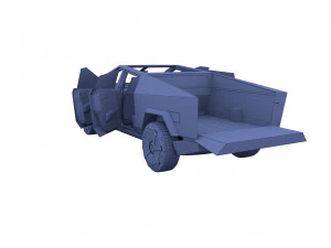 tesla cybertruck with chassis and interior 3D Model