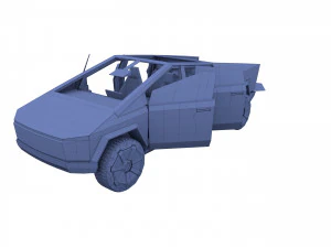 tesla cybertruck with chassis and interior 3D Model