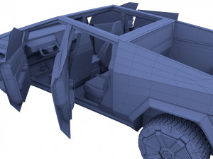 tesla cybertruck with chassis and interior Modello 3D