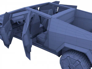 tesla cybertruck with chassis and interior 3D Model