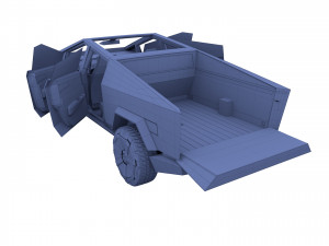 tesla cybertruck with chassis and interior Modello 3D