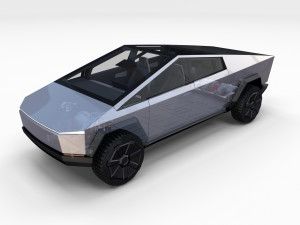 tesla cybertruck with chassis and interior 3D 模型