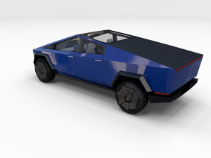 tesla cybertruck with chassis and interior blue 3D 模型