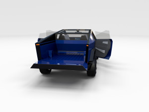 tesla cybertruck with chassis and interior blue 3D 模型