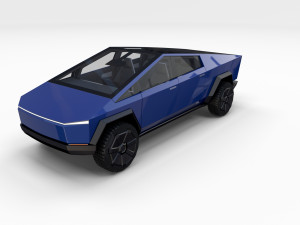 tesla cybertruck with chassis and interior blue 3D 模型