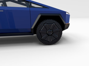 tesla cybertruck with chassis and interior blue 3D 模型