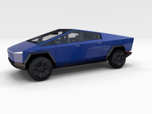 tesla cybertruck with chassis and interior blue 3D 模型