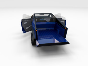 tesla cybertruck with chassis and interior blue 3D 模型