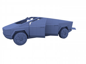 tesla cybertruck with chassis and interior blue 3D 模型