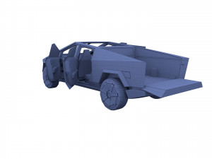 tesla cybertruck with chassis and interior blue 3D 模型
