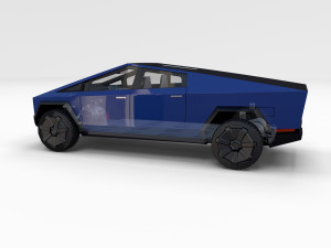 tesla cybertruck with chassis and interior blue 3D 模型