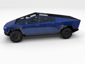 tesla cybertruck with chassis and interior blue 3D 模型
