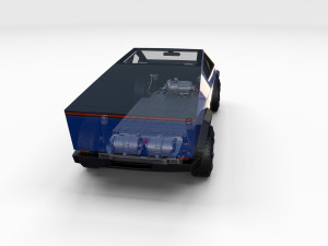 tesla cybertruck with chassis and interior blue 3D 模型
