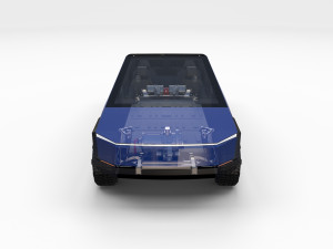 tesla cybertruck with chassis and interior blue 3D 模型