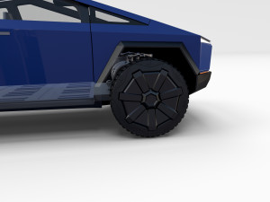 tesla cybertruck with chassis and interior blue 3D 模型