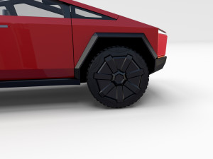 tesla cybertruck with chassis and interior red Model 3D