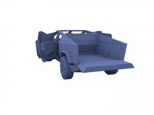 tesla cybertruck with chassis and interior red Model 3D