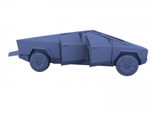 tesla cybertruck with chassis and interior red Model 3D