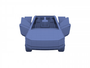 tesla cybertruck with chassis and interior red Model 3D